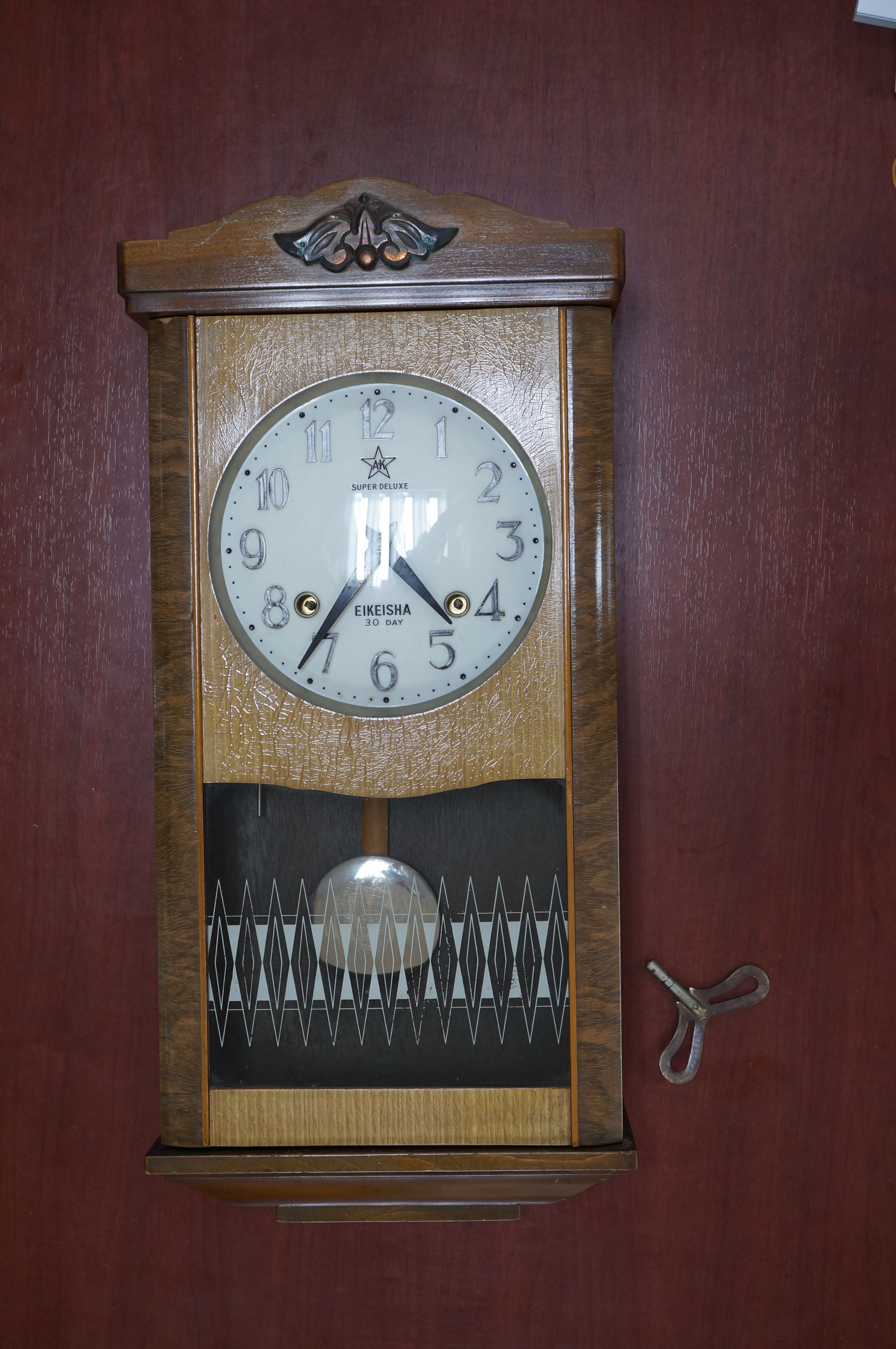 No.632 AIKOSHA（愛工舎）ゼンマイ式掛け時計を修理しました 時光堂 富山の時計修理