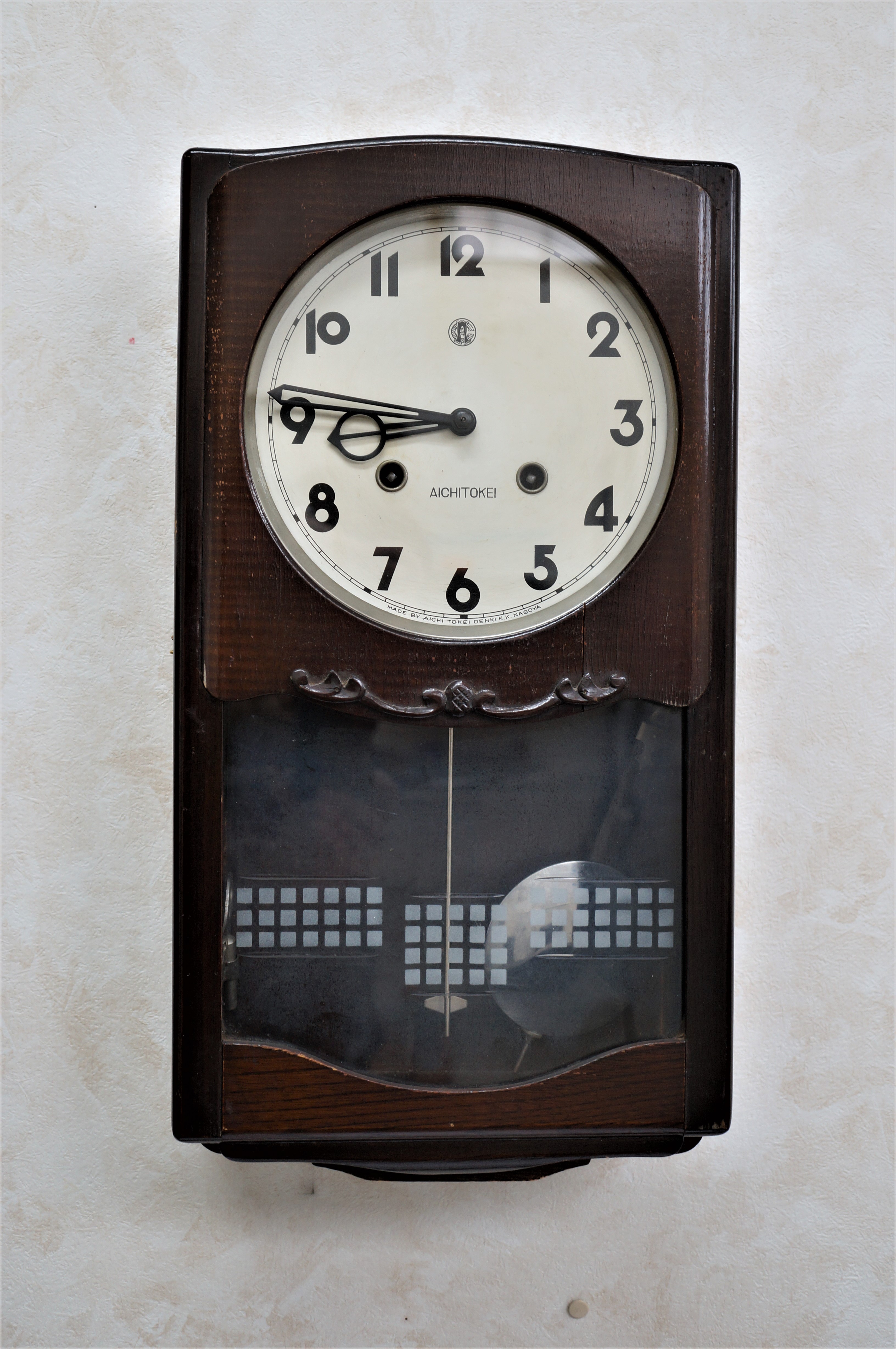 No.844 AIKOSHA（愛工舎）ゼンマイ式掛け時計を修理しました | 時光堂